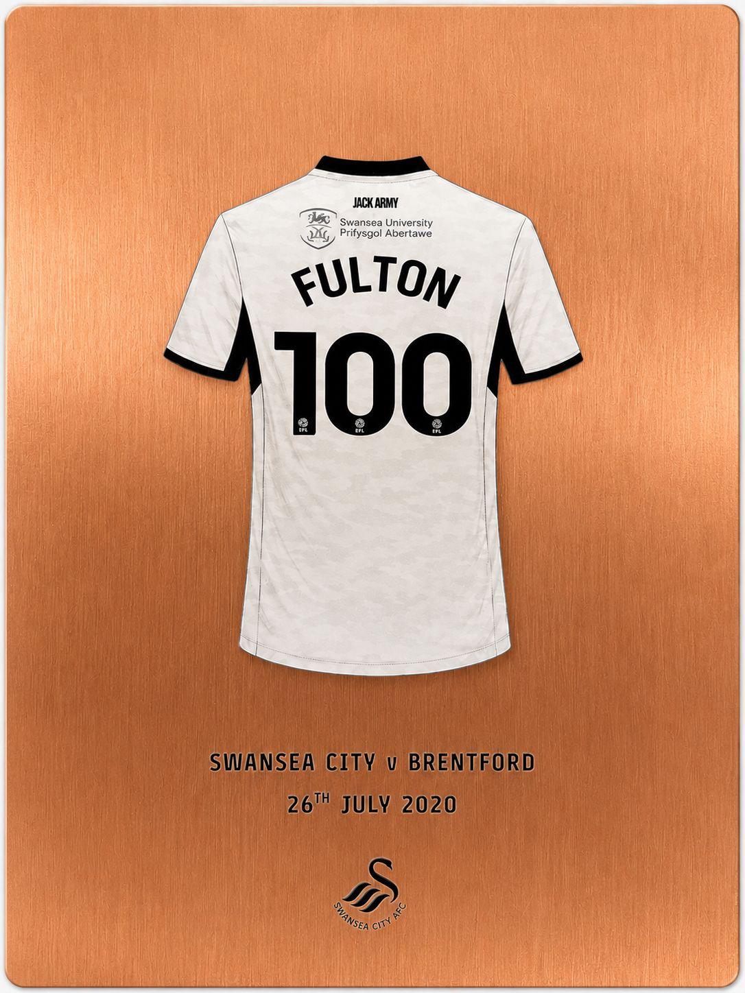 Jay Fulton 100 appearances copper milestone plaque